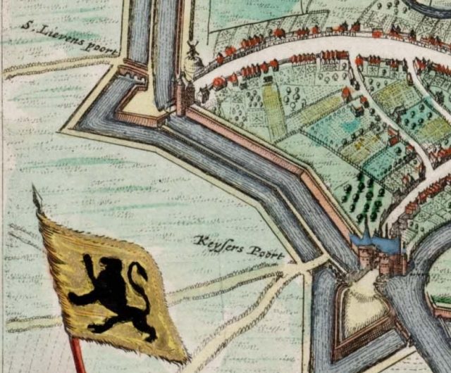 Sint-Lievenspoort_en_Keizerpoort,_Ghent,_Belgium_-_Map_1649