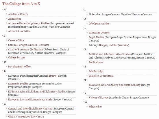 College a-z