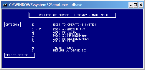 College of Europe Library Main Menu