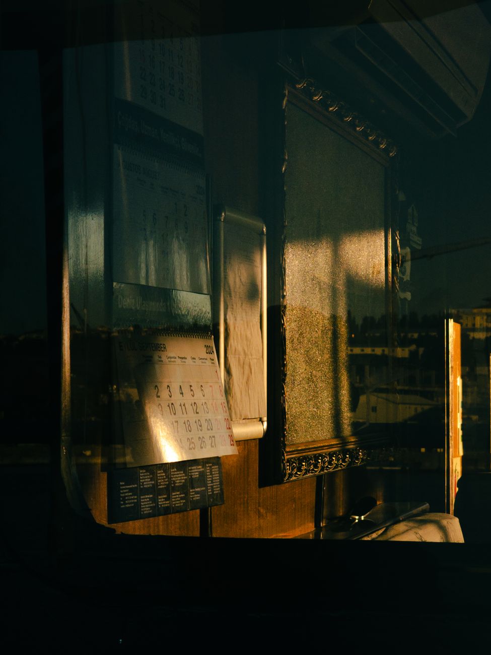 a reflection of a window in a train