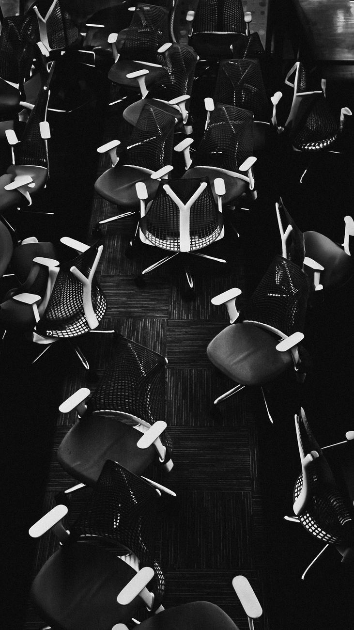 black and white modern chairs abstract arrangement